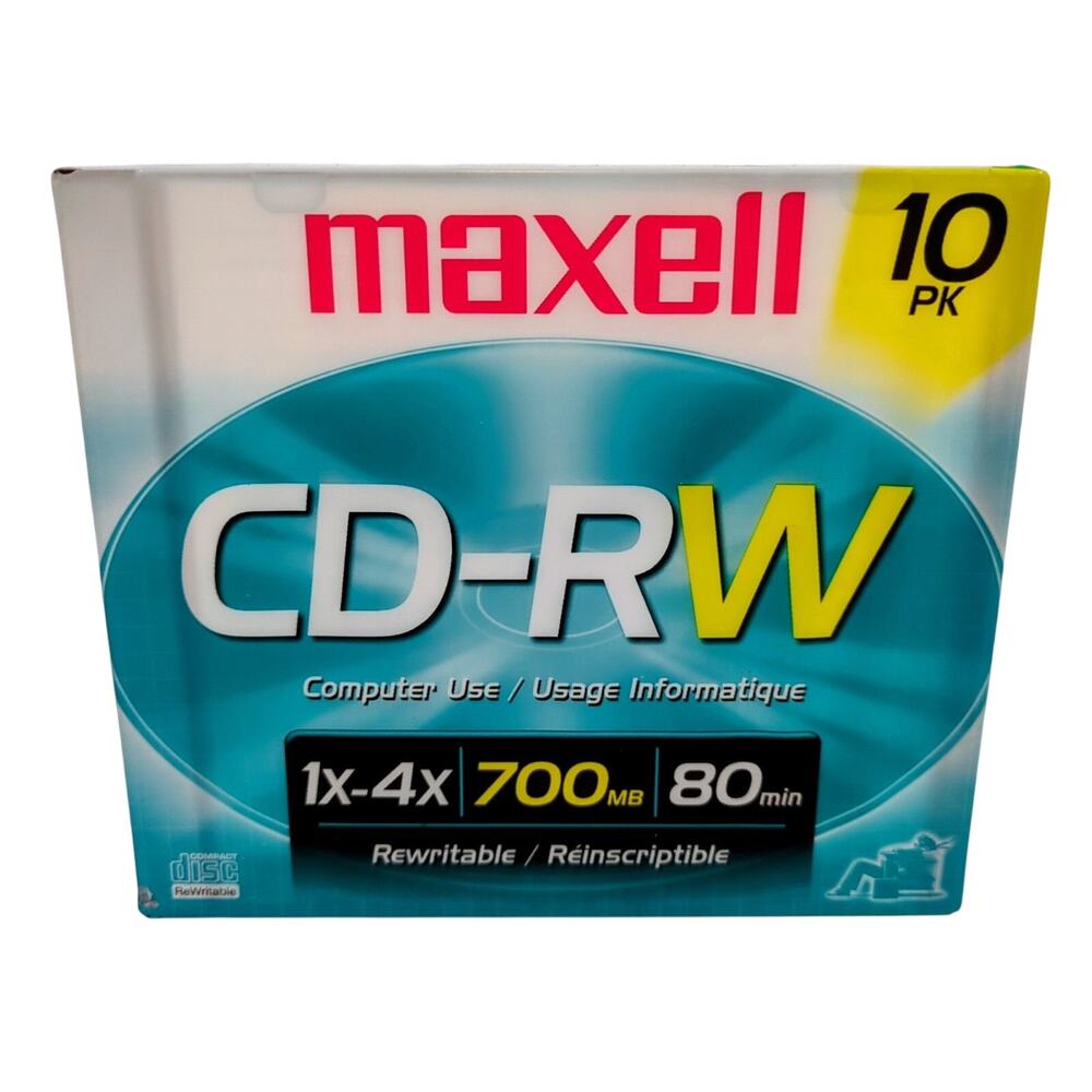 Maxell CD-RW 700MB 80min 1x-4x Rewritable Discs 10-Pack New Sealed